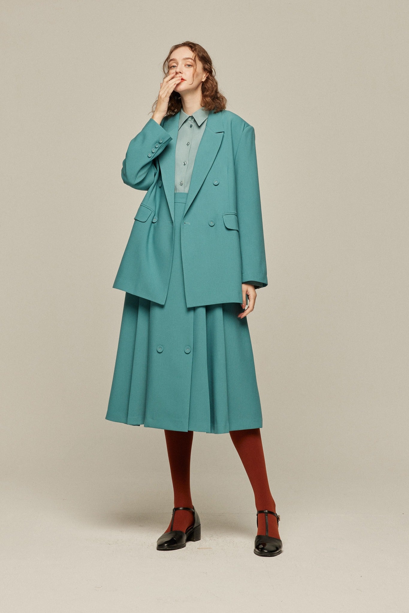 羊にまつ毛はあったっけ？》ダブルブレストジャケット-Blue – Tnewties