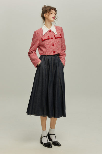 《ペイントパーティー》チェックパターンジャケット-Red