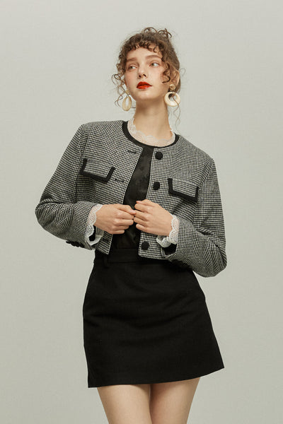 《ペイントパーティー》チェックパターンジャケット-Black