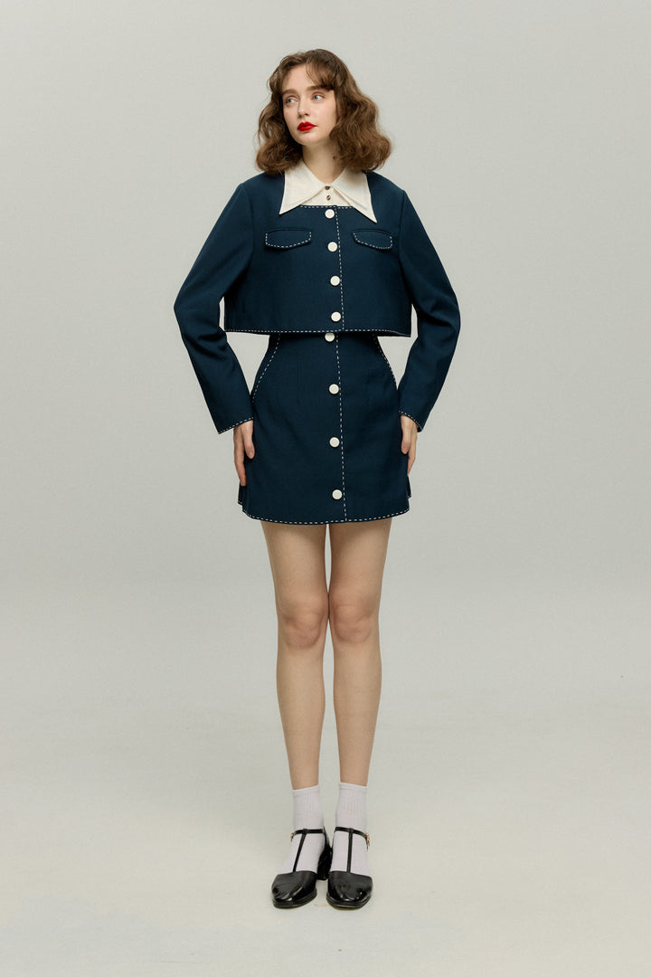 《ヘレンは甘い物を食べない》ハイウエストスカート-Navy