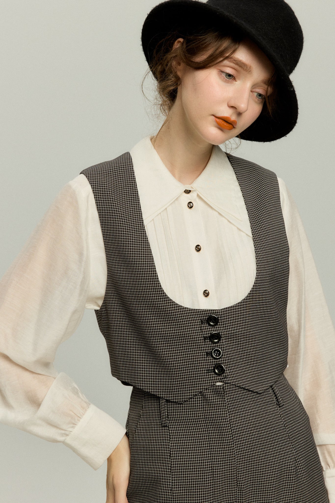 実はフォアグラ未体験》クロップドベスト-Check – Tnewties