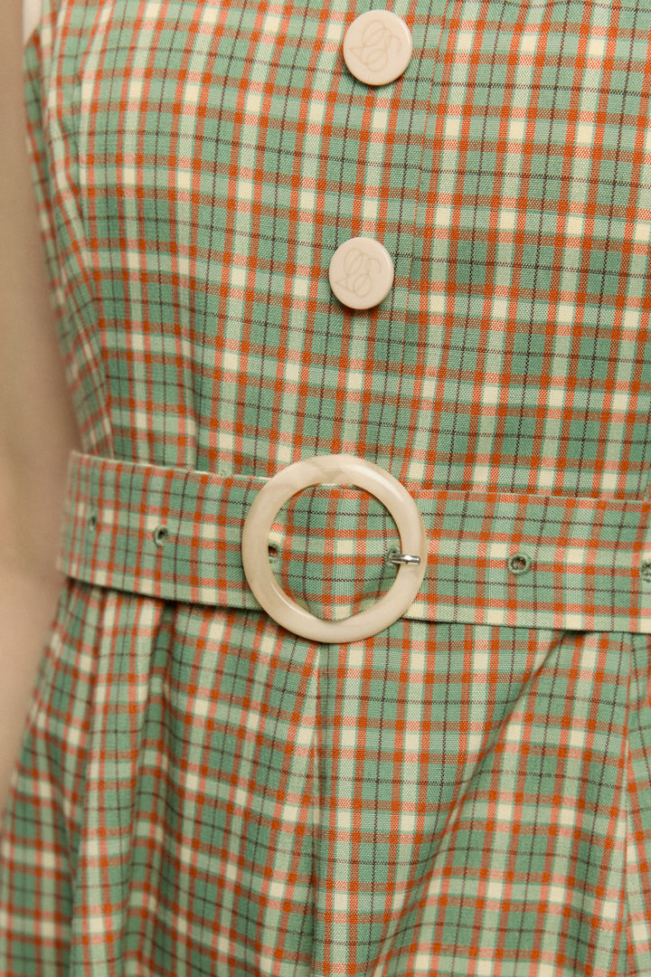 《北京ダックを持ち帰りで》ショルダーストラップハイウエストドレス-Green