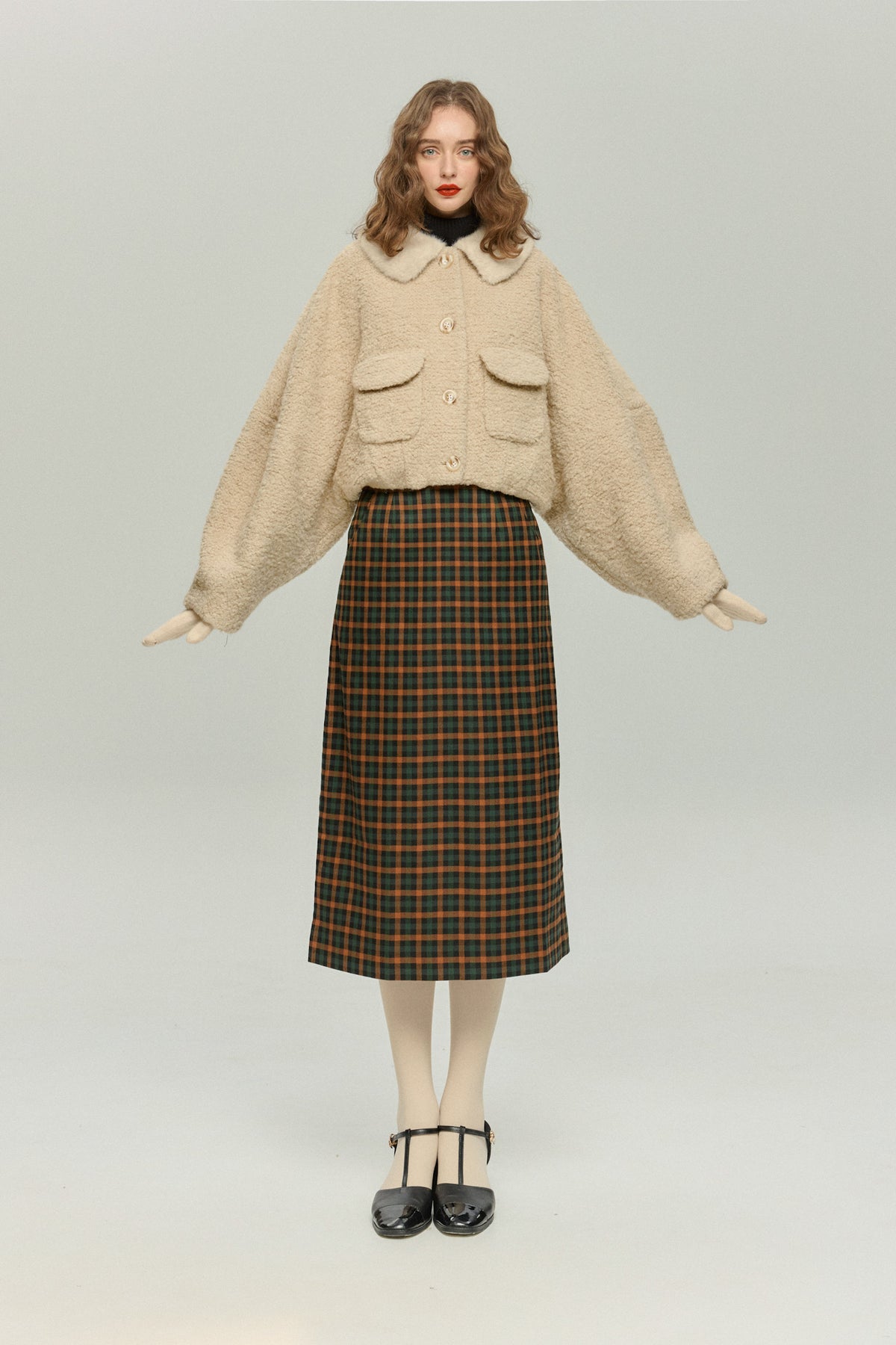 《I added the eyes, nose and mouth》 Dolman sleeve jacket - Beige