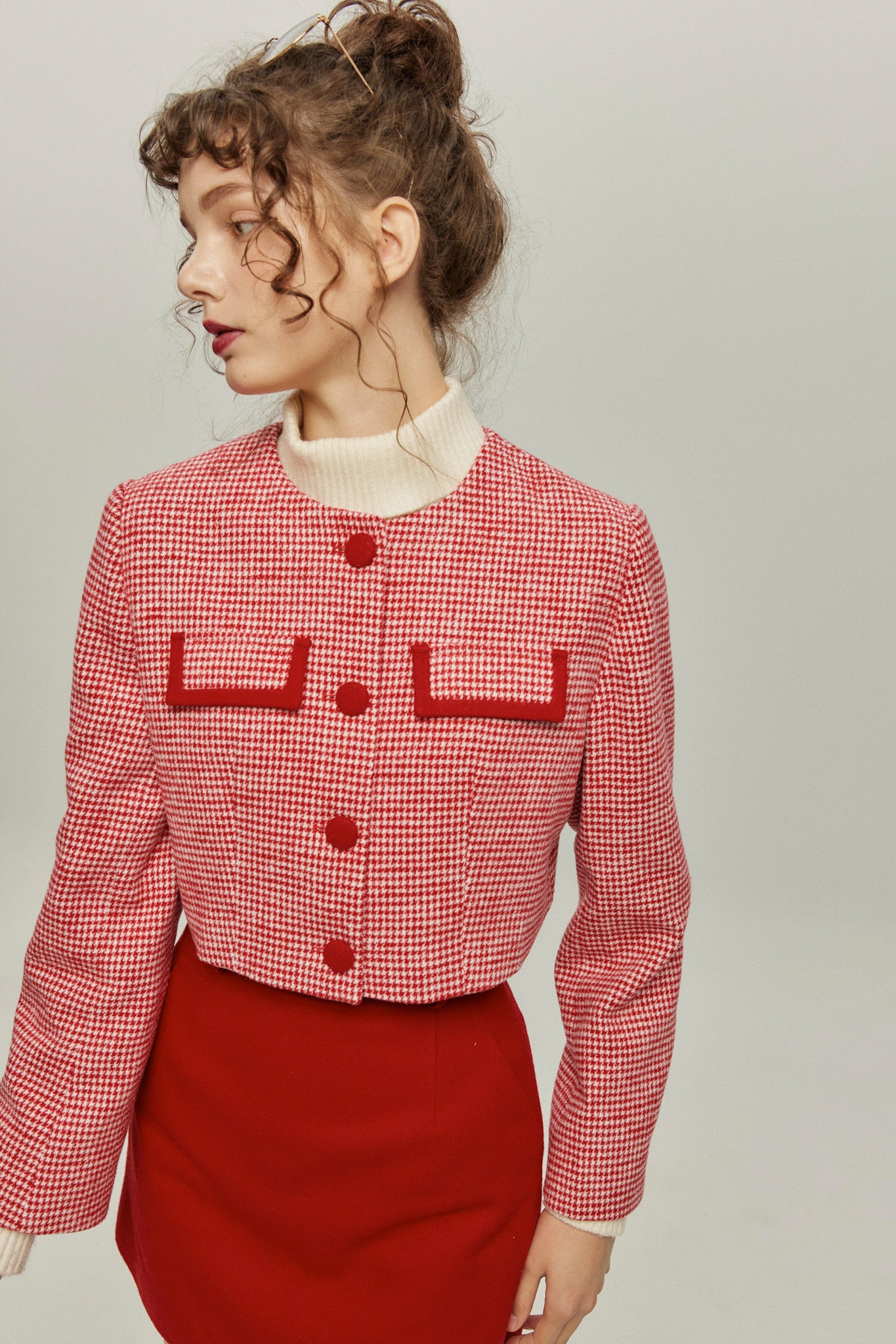 《ペイントパーティー》チェックパターンジャケット-Red