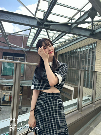 《Last piece of puzzle》Cropped checkered blouse