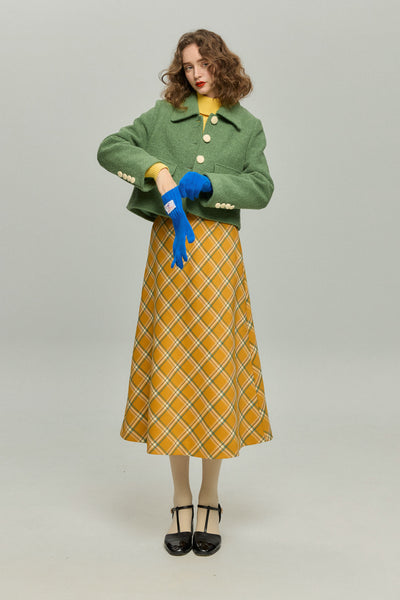 TNEWTIES《우유 배달 가게에게 인사한다》⚪︎⚪︎ 플레어 롱 스커트-Yellow