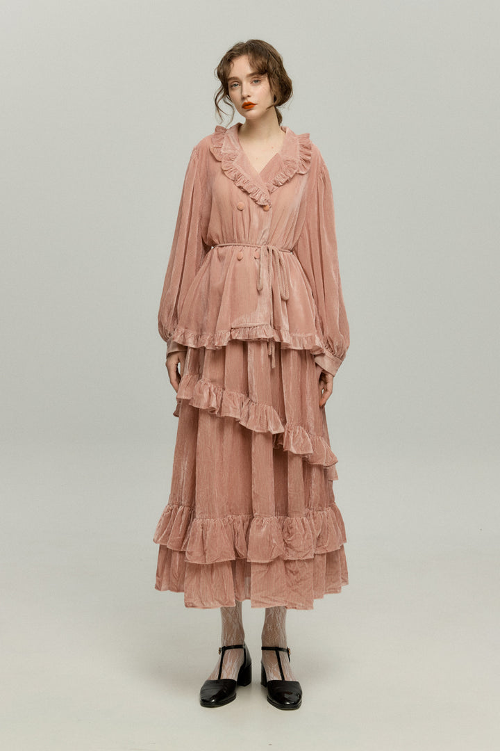 《お城を奪い返しちゃおう》ベルベットサーキュラースカート-Pink