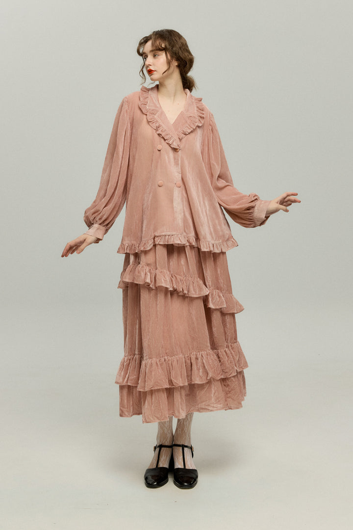 《お城を奪い返しちゃおう》ベルベットサーキュラースカート-Pink