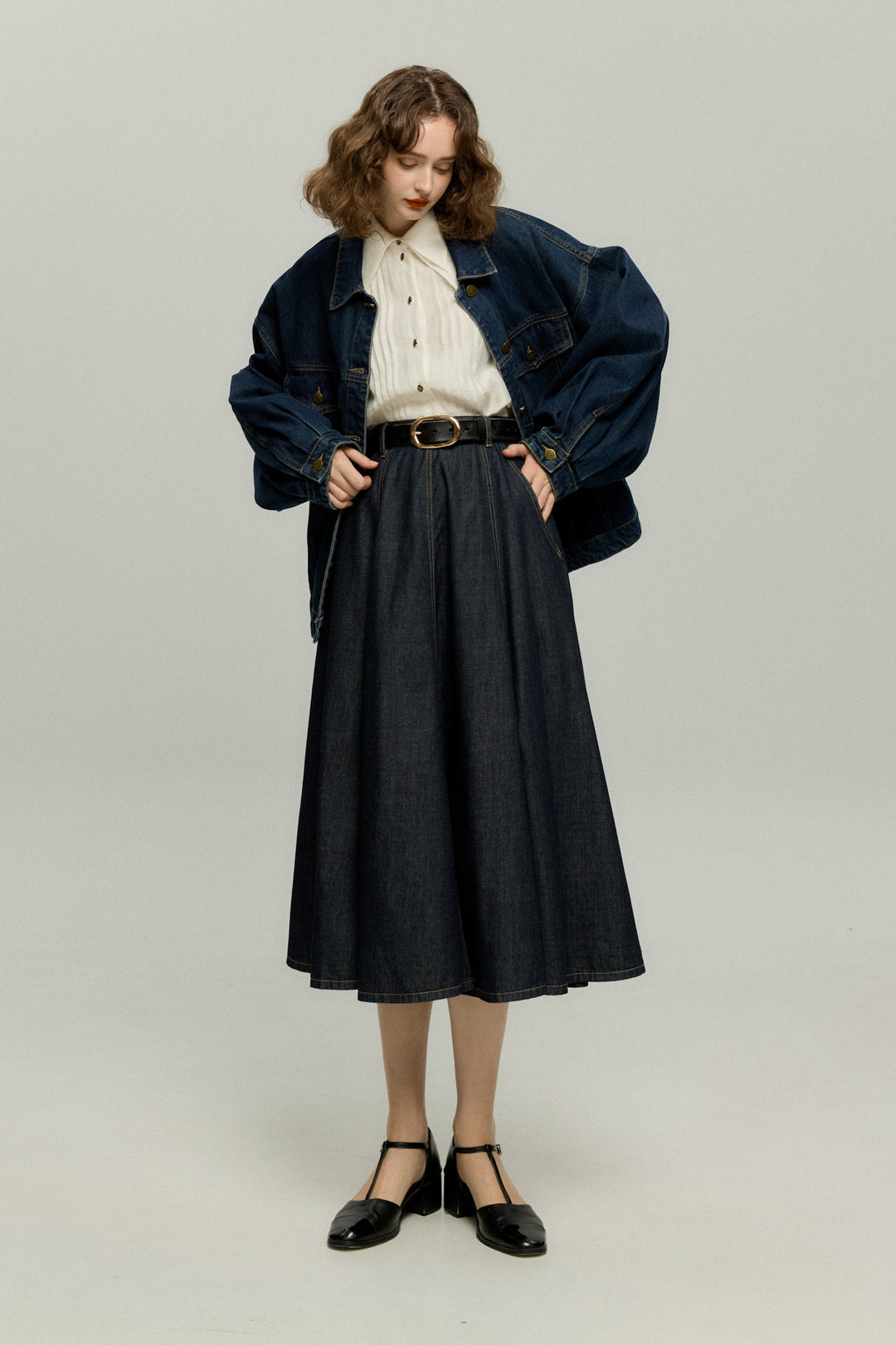 tnewties もう一つのダイアリー デニムスカート もうひとつのダイアリー》デニムスカート-Navy – Tnewties