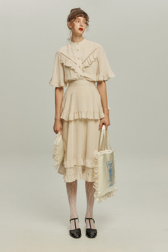 月の呪文を唱えて》レイヤードフリルスカート-Ivory – Tnewties