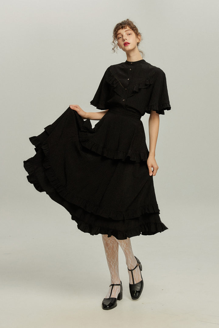 月の呪文を唱えて》レイヤードフリルスカート-Black – Tnewties