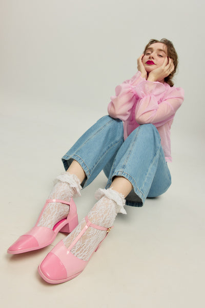 ティーバーメリージェーンパンプス-Pink