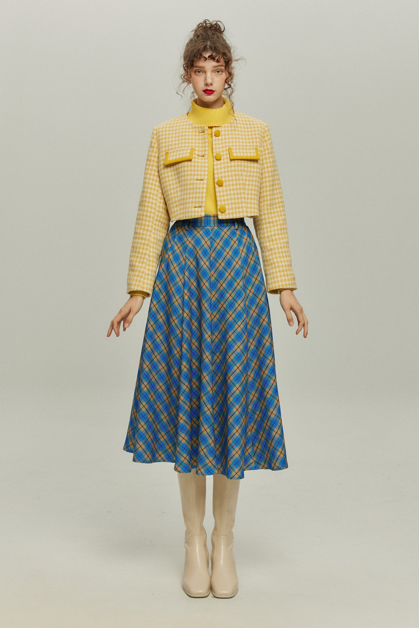 《ペイントパーティー》チェックパターンジャケット-Yellow