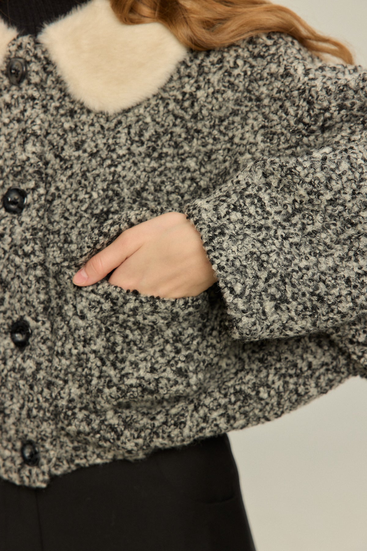 《I added the eyes, nose and mouth》 Dolman sleeve jacket - Black