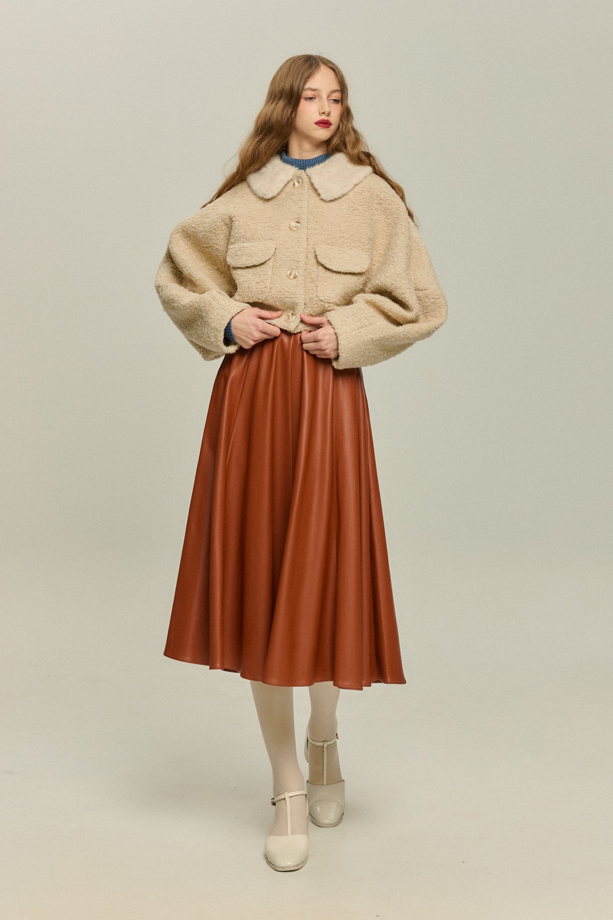 《I added the eyes, nose and mouth》 Dolman sleeve jacket - Beige