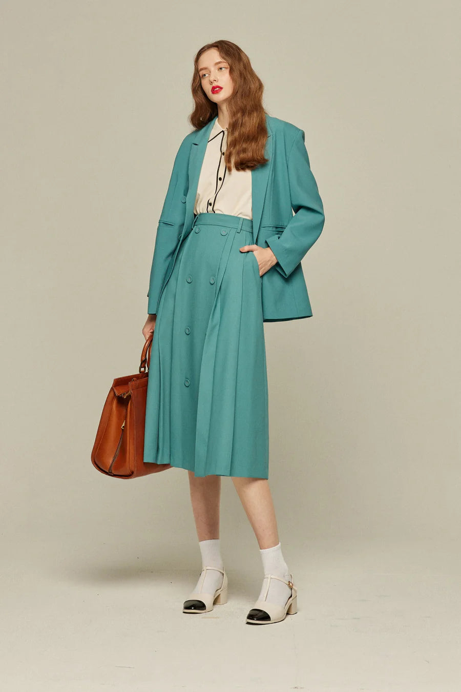 TNEWTIES 羊にまつ毛はあったっけ？ 羊にまつ毛はあったっけ？》ダブルブレストジャケット-Blue