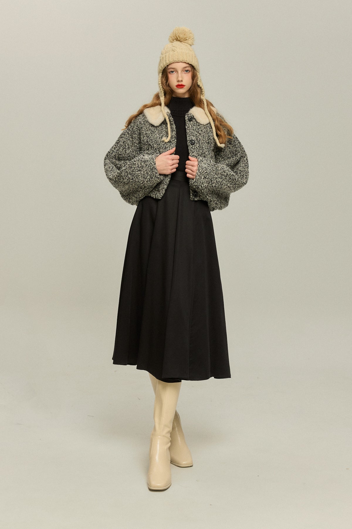 《I added the eyes, nose and mouth》 Dolman sleeve jacket - Black