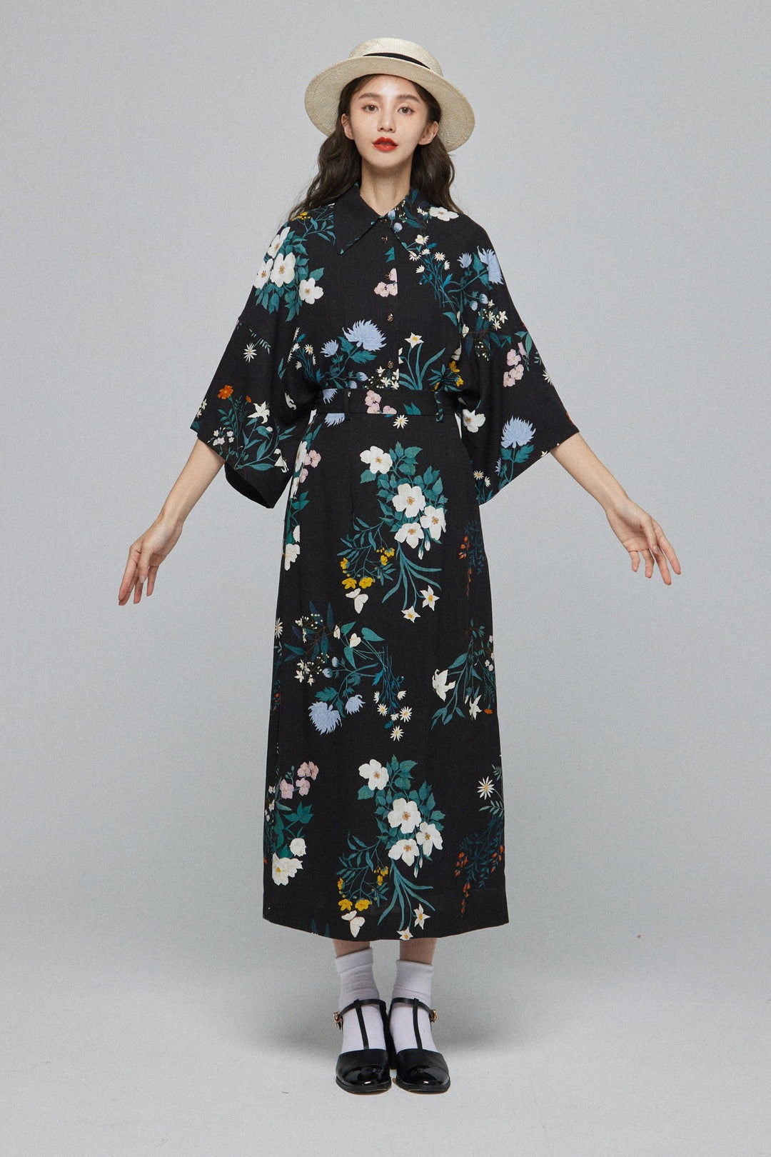《金魚すくい一回100円》ワイドスリーブシャツ-Back