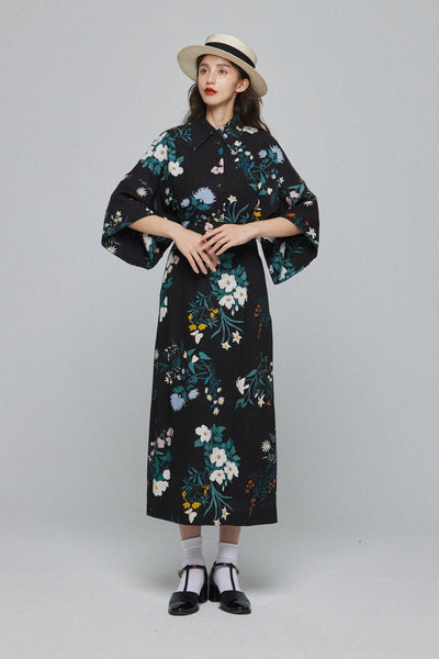 《金魚すくい一回100円》ハイウエストペンシルスカート-Black