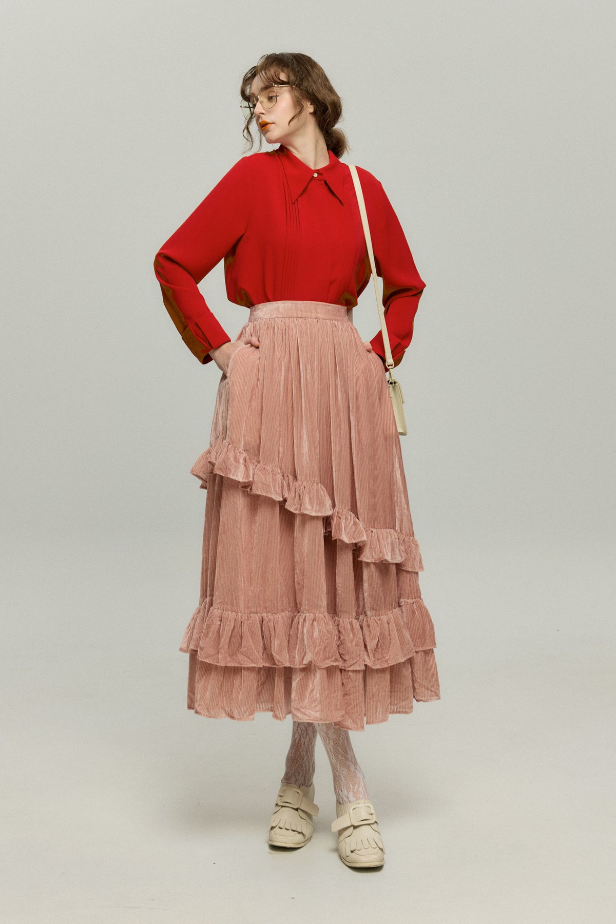 《Let's take back the castle》 Velvet circular skirt-Pink