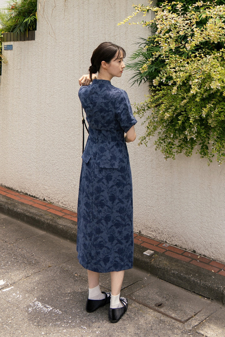 《箸の持ち方》チャイナバックルジャケット-Navy