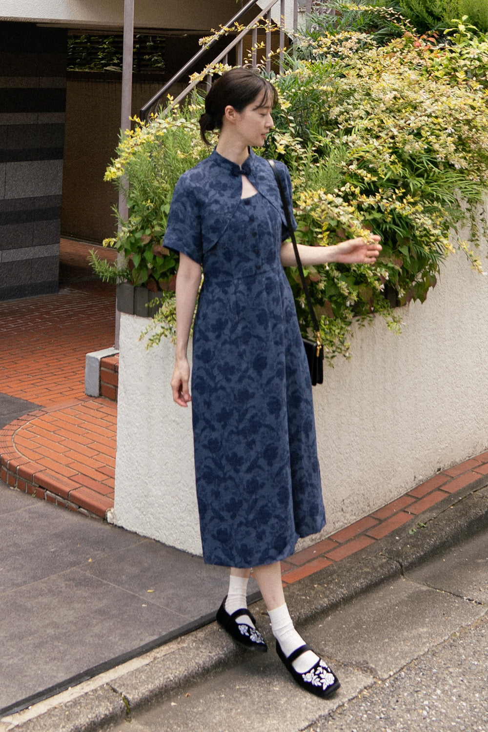 《箸の持ち方》チャイナバックルジャケット-Navy