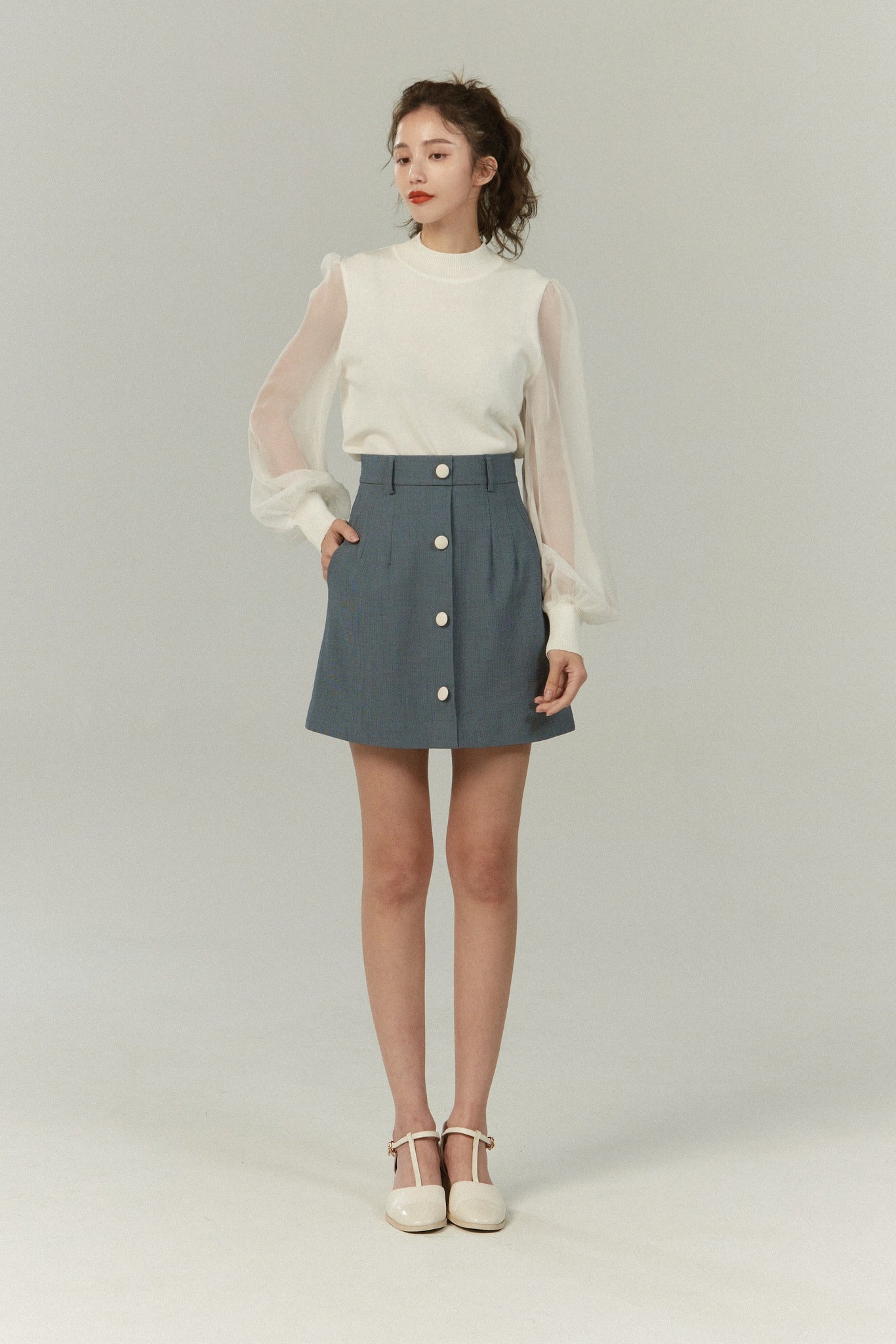 《Sunglasses for onion cut》High waisted wide leg pants