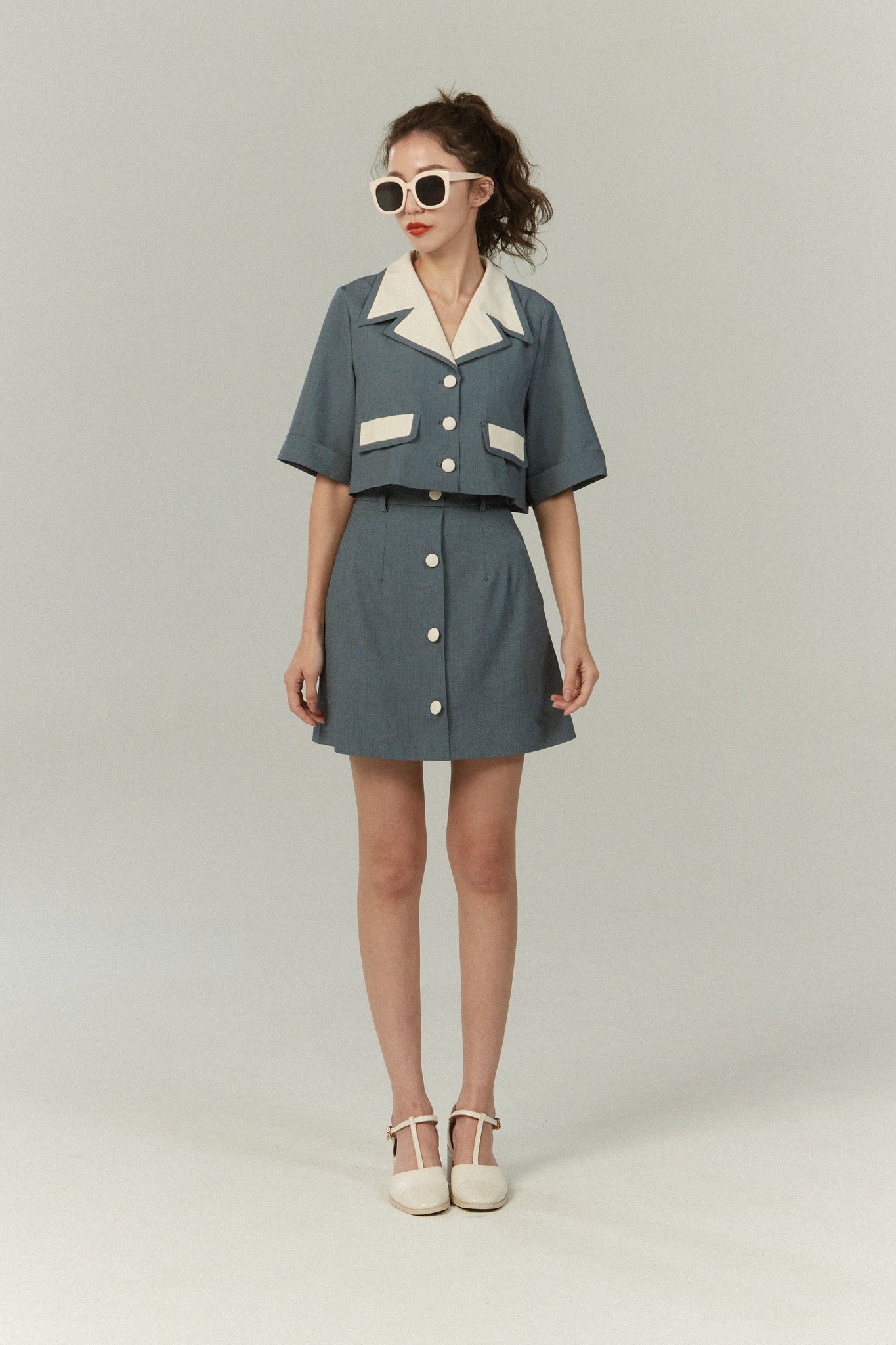 《Sunglasses for onion cut》High waisted wide leg pants
