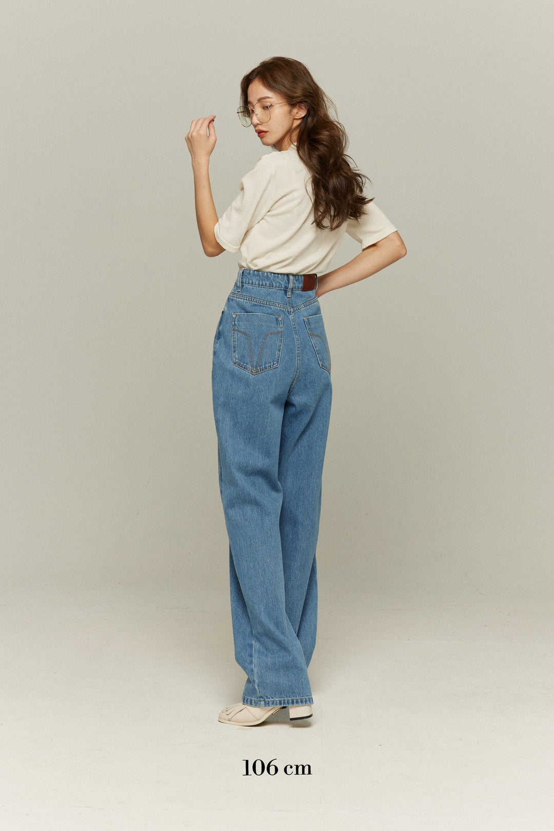 隕石が落ちてくる》ハイウエストストレートデニムパンツ-Blue – Tnewties