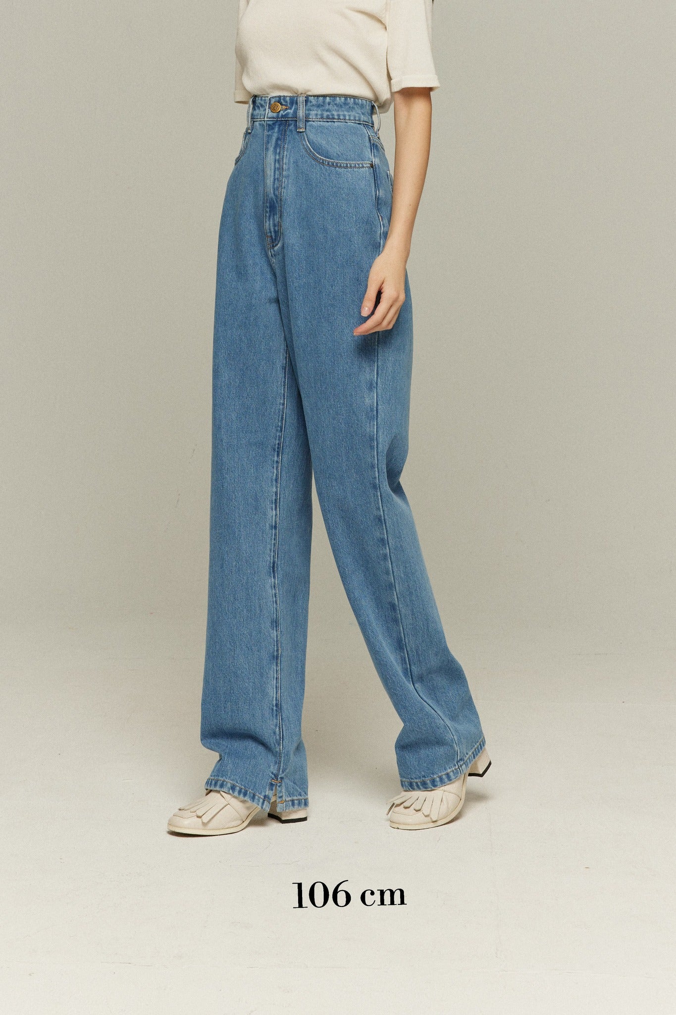 《Facial pack with cucumbers》High waisted flare pants