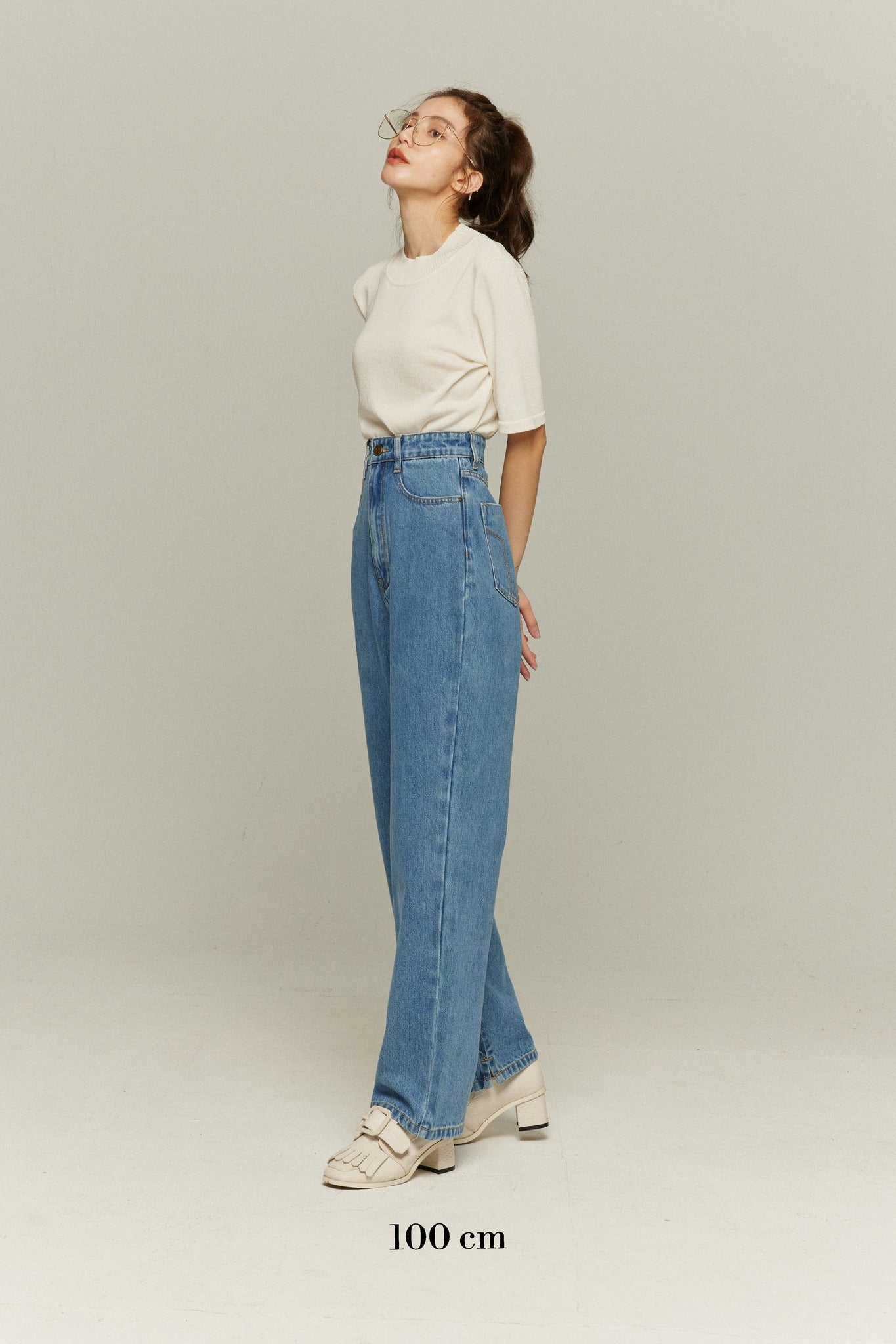 《Facial pack with cucumbers》High waisted flare pants