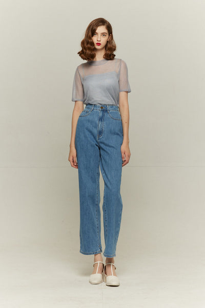 《Facial pack with cucumbers》High waisted flare pants