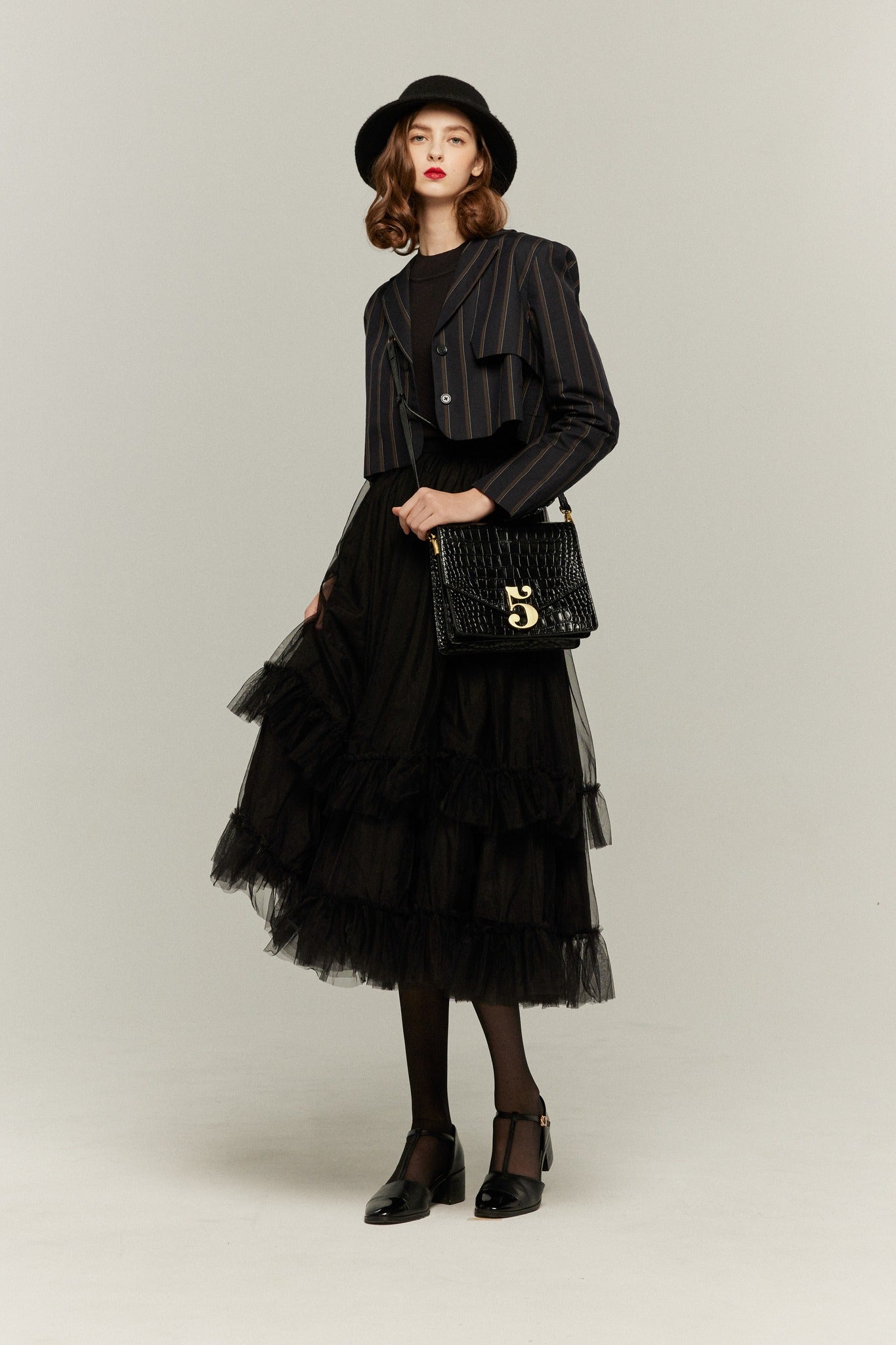 実は私300歳》チュールフリルハイウエストフレアスカート-Black – Tnewties