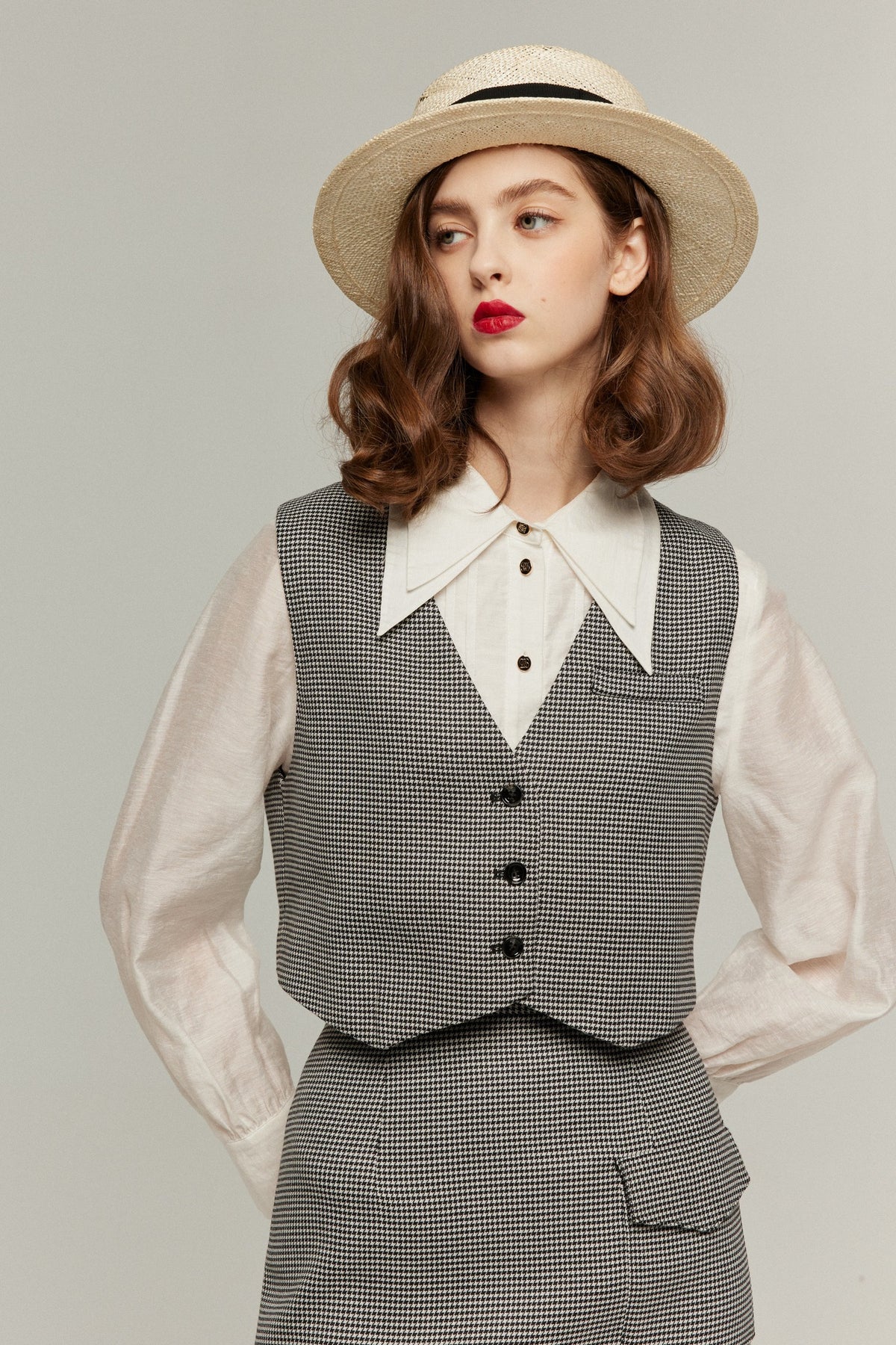[Reprint]《Merlin's Beard》Check Cropped Vest