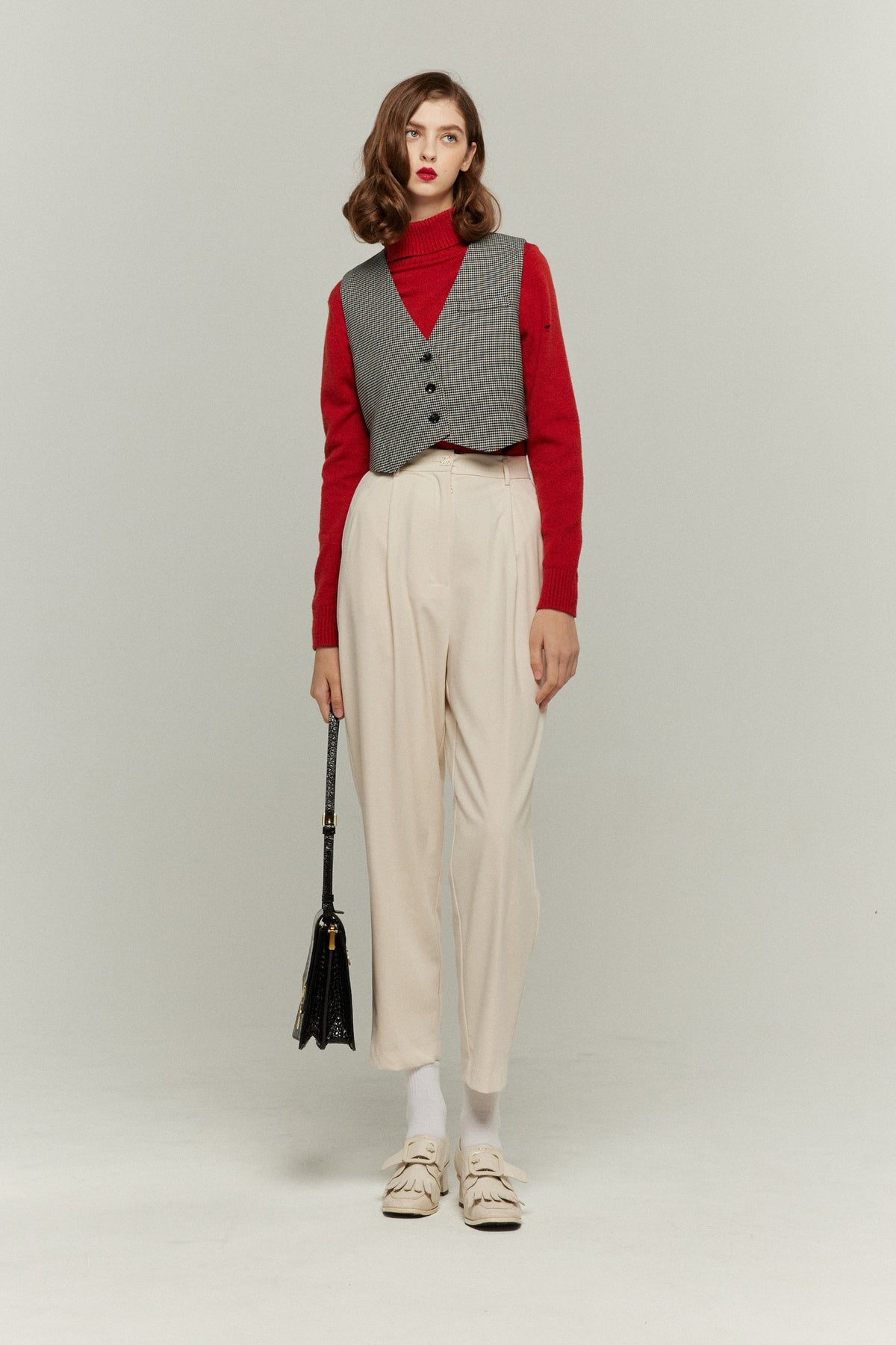 [Reprint]《Merlin's Beard》Check Cropped Vest