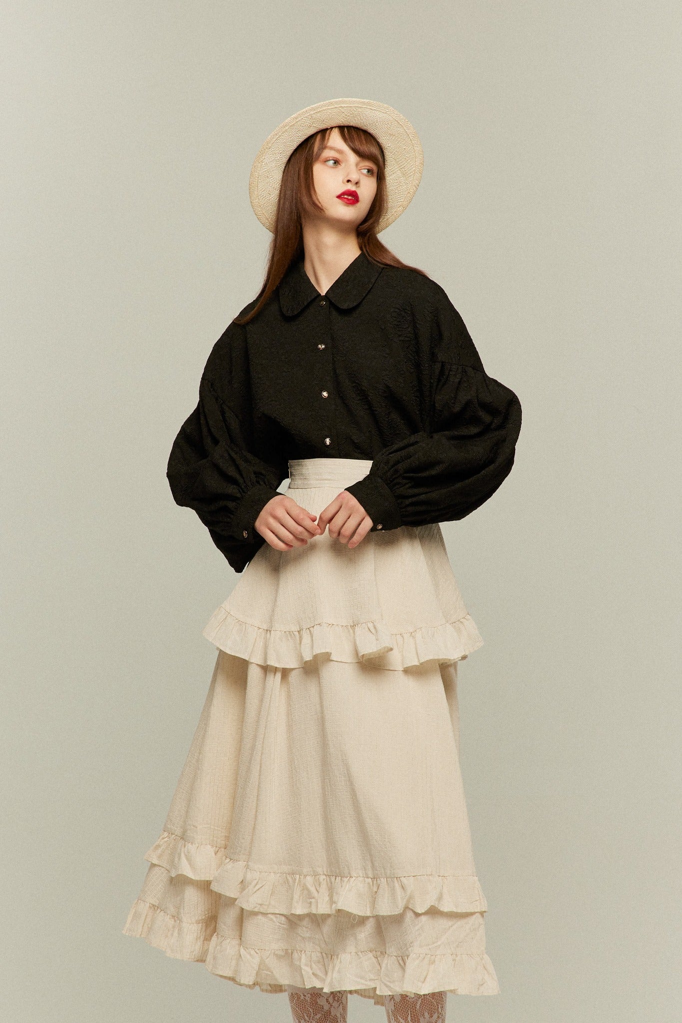 月の呪文を唱えて》レイヤードフリルスカート-Ivory – Tnewties