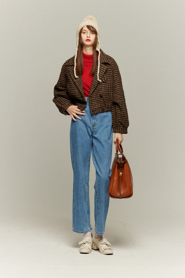 チケットはすべて完売》2wayダブルブレストデザインジャケット-Brown