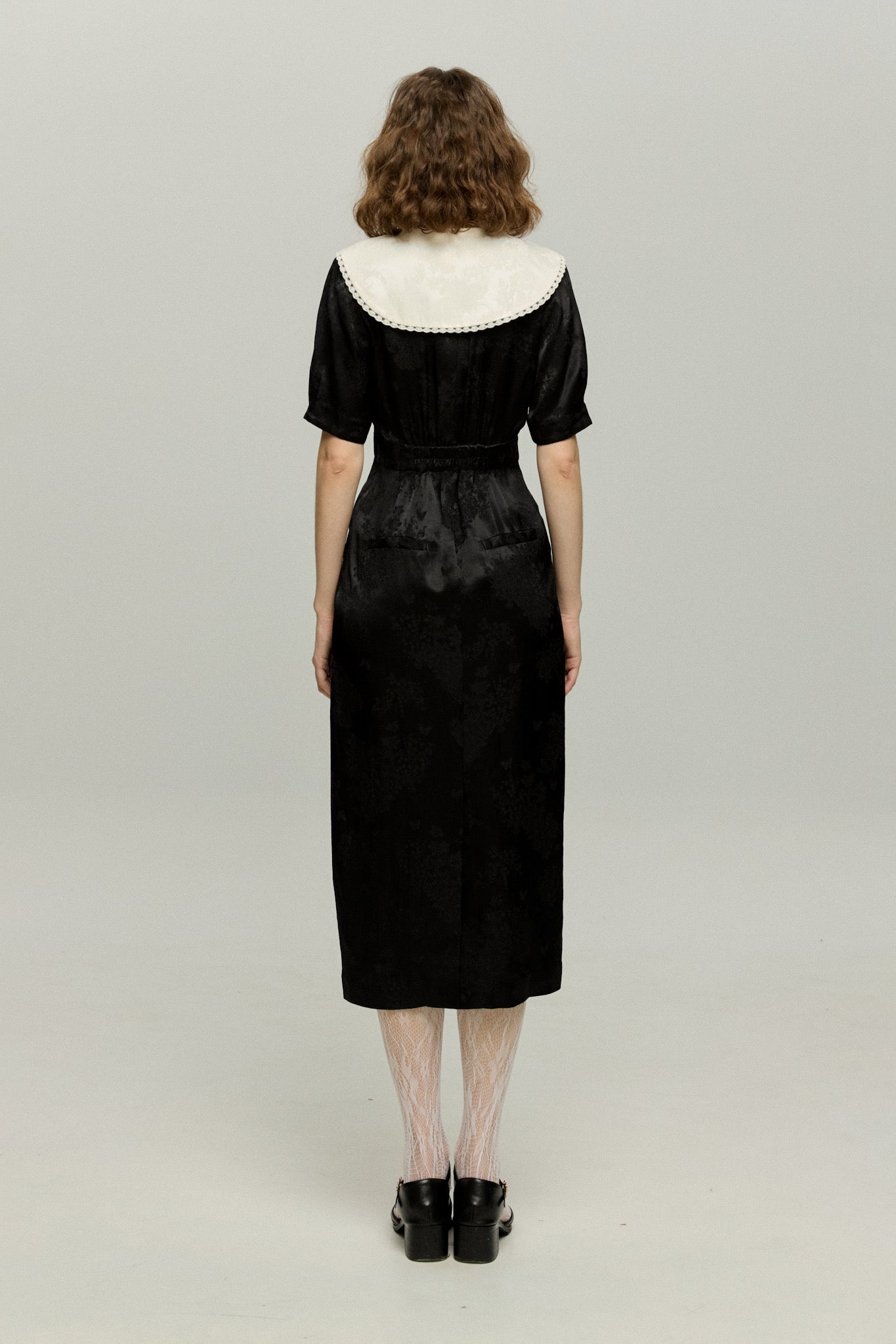 一籠の包子は何個？》レーストリムジャガードワンピース-Black – Tnewties