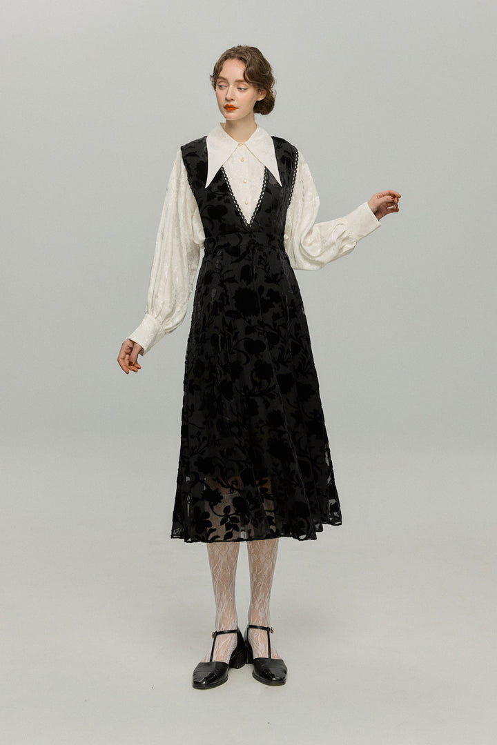 私に物語を聞かせて》ディープVネックドレス-Black – Tnewties