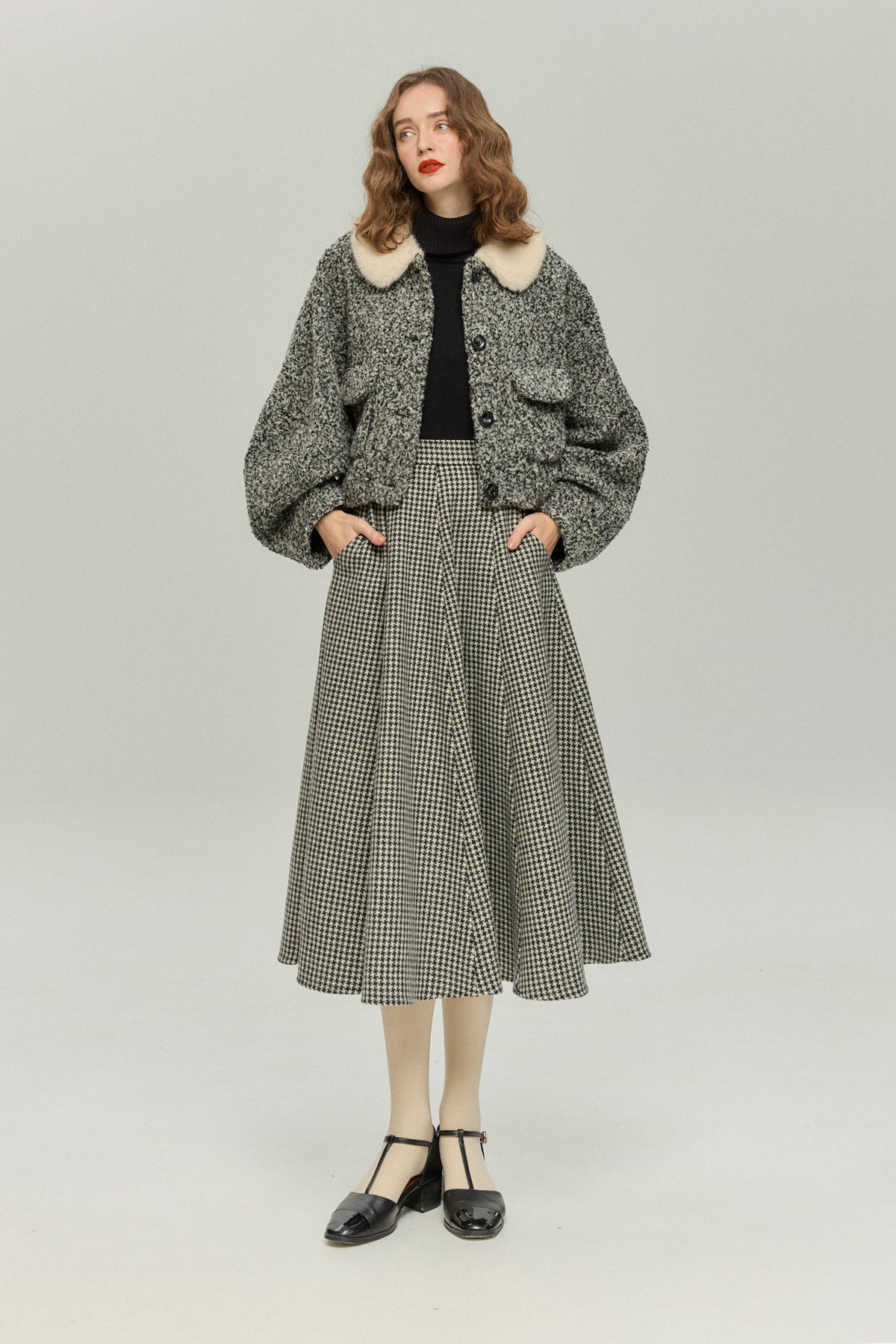《I added the eyes, nose and mouth》 Dolman sleeve jacket - Black