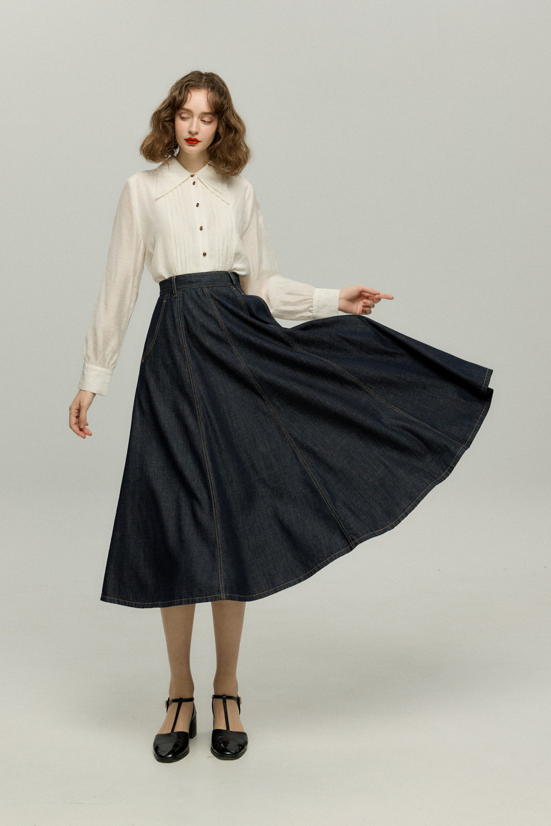 《もうひとつのダイアリー》デニムスカート-Navy