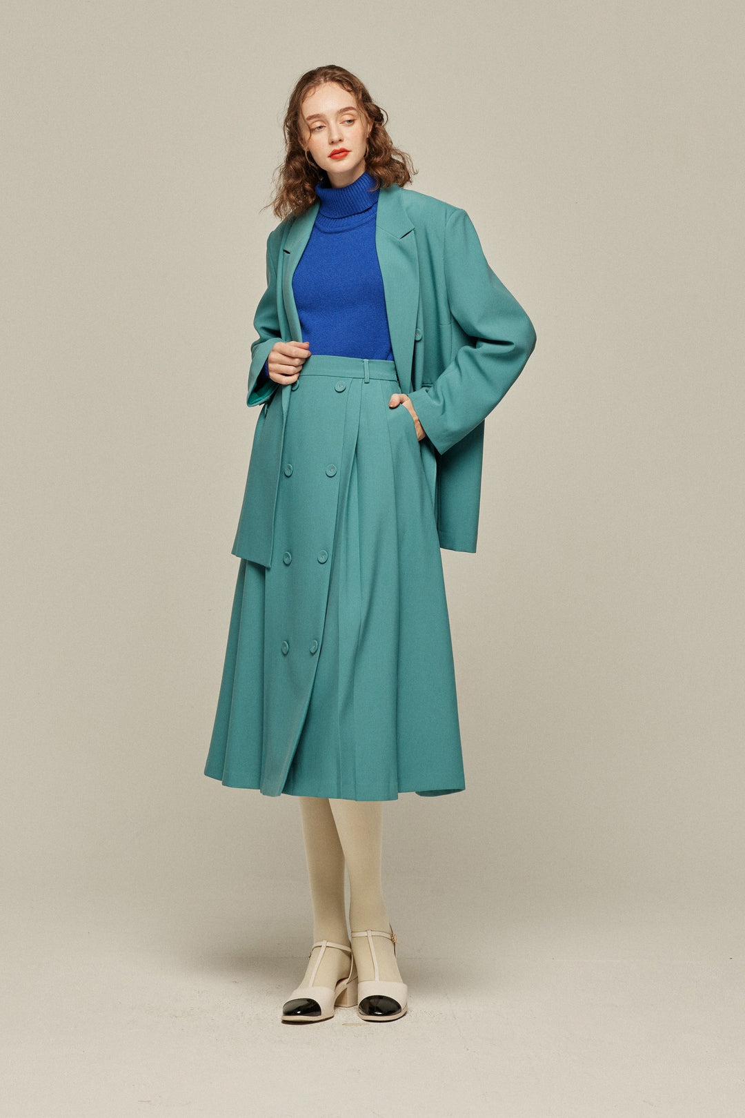 羊にまつ毛はあったっけ？》ダブルブレストジャケット-Blue – Tnewties