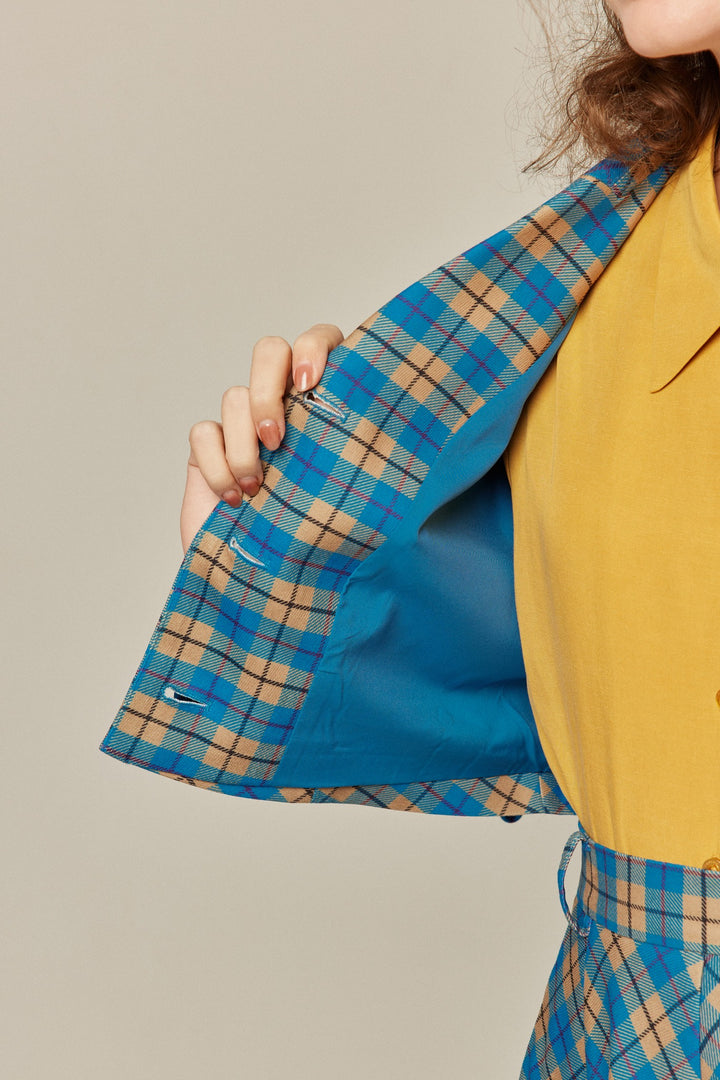 湖へピクニックに連れて行って》クロップドチェックトップス