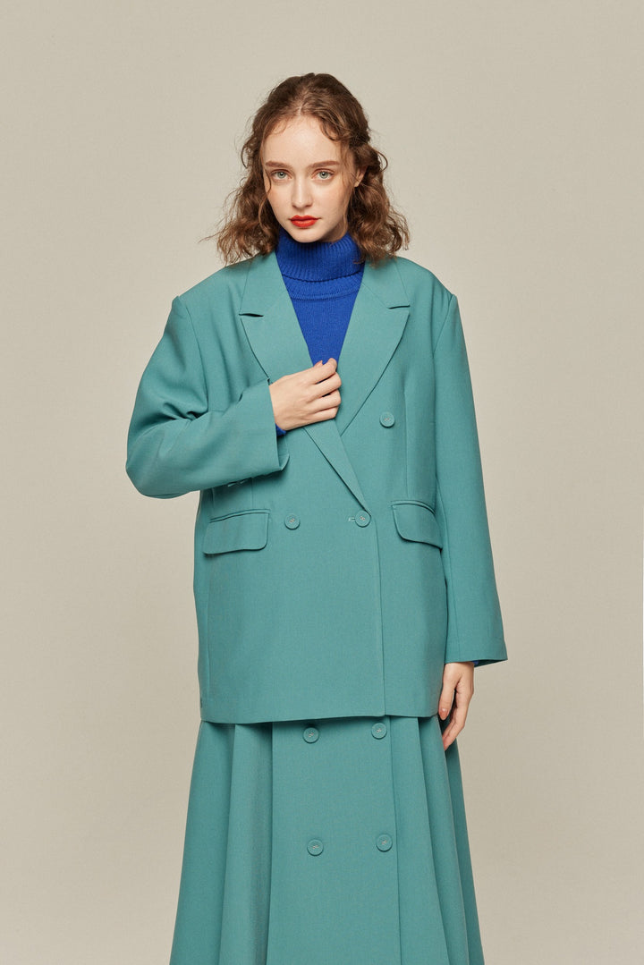 ゆーたん　ルシェルブルー　ダブルブレステッドシャツジャケット ゆーたん ルシェルブルー ダブルブレステッドシャツジャケット