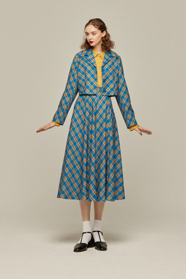 未使用級✨ トゥエンティーズ　湖へピクニックに連れて行って　チェックスカート 湖へピクニックに連れて行って》クロップドチェックトップス