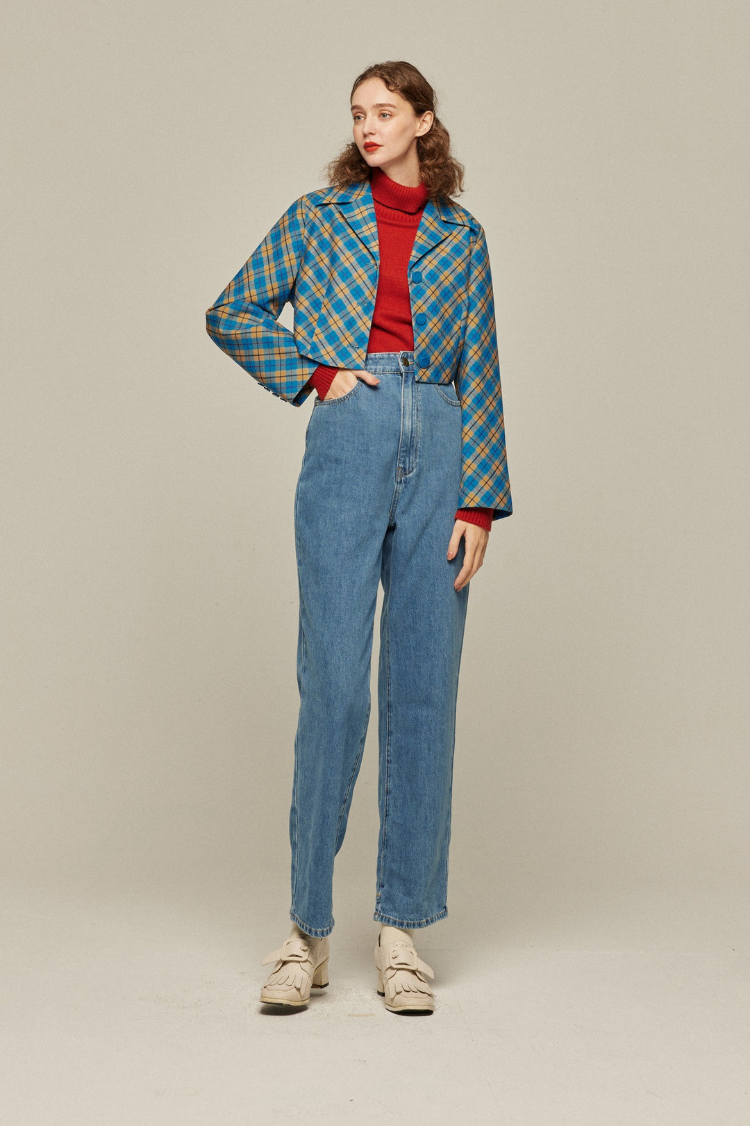 [Take me on a picnic to the lake] Cropped check tops