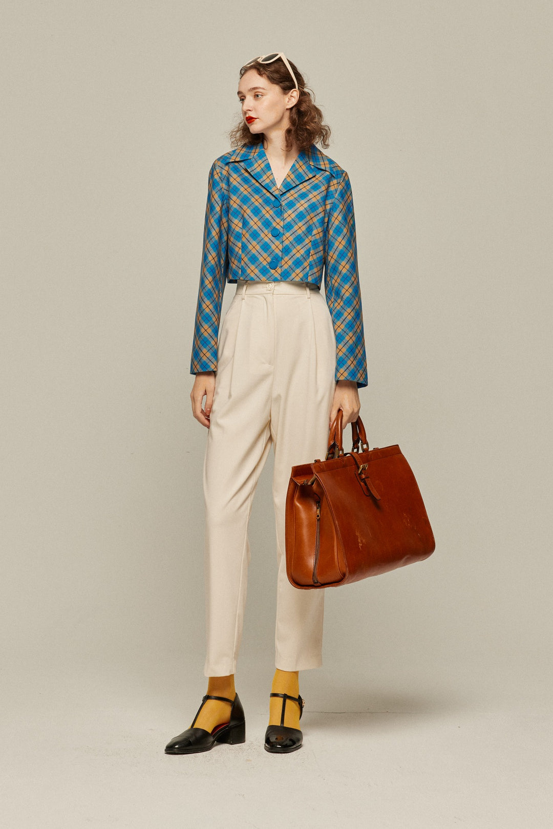 [Take me on a picnic to the lake] Cropped check tops