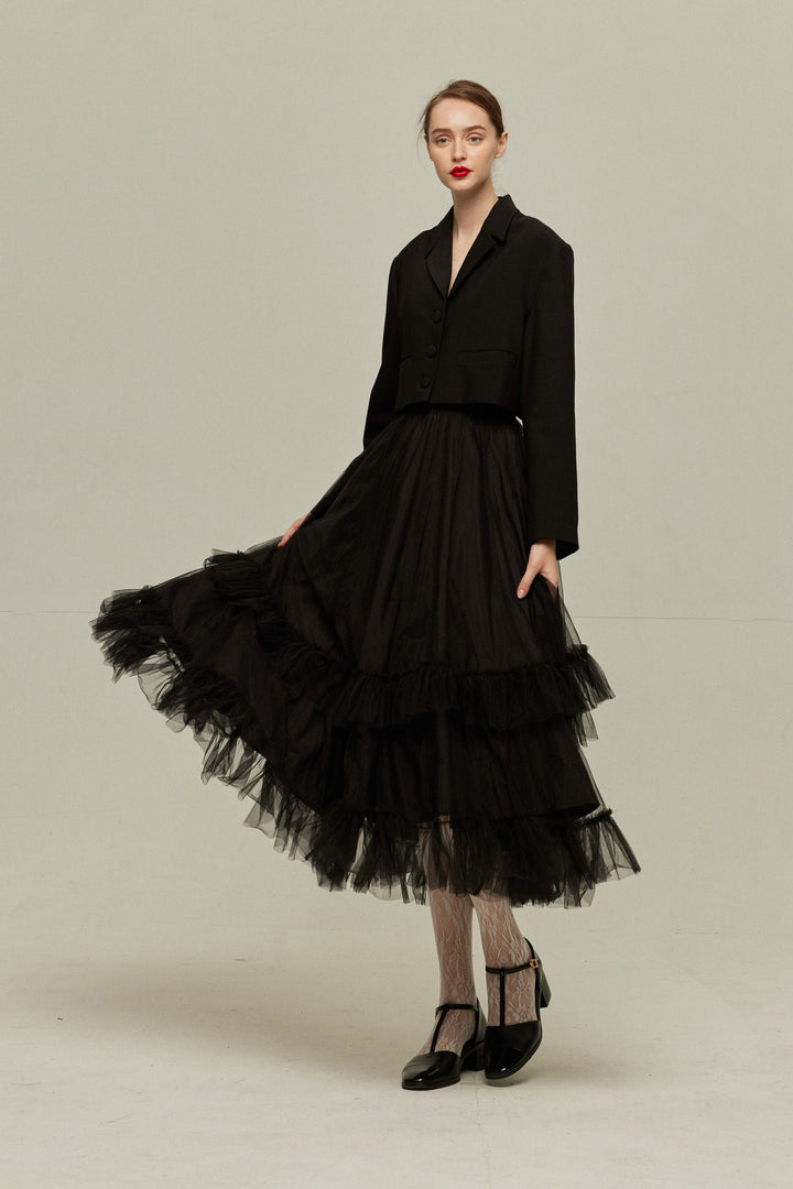 ラッキーさま専用　Her lip to 枕の下に隠したラッキーチャーム》クロップドジャケット-Black – Tnewties