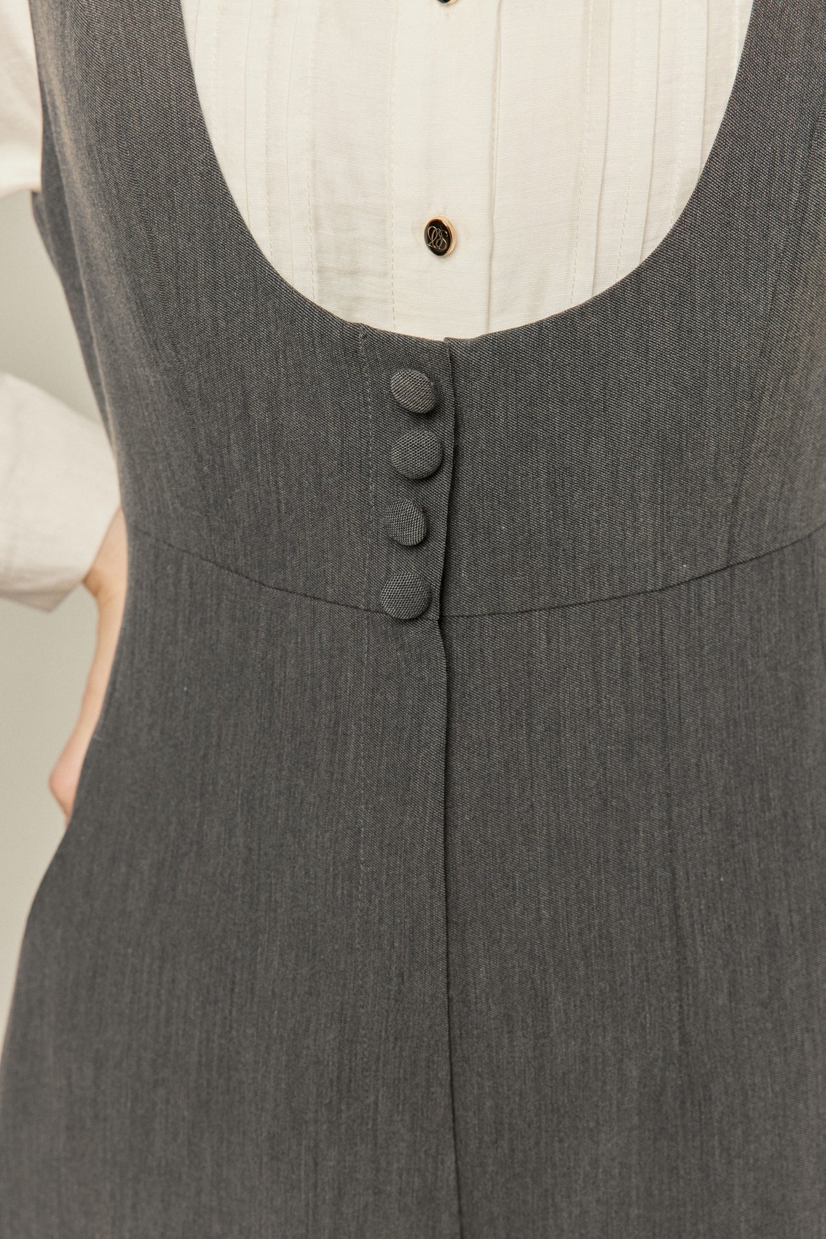 《Lucky Charm Hidden Under the Pillow》 High Waist Design Back Cross Overalls-Gray