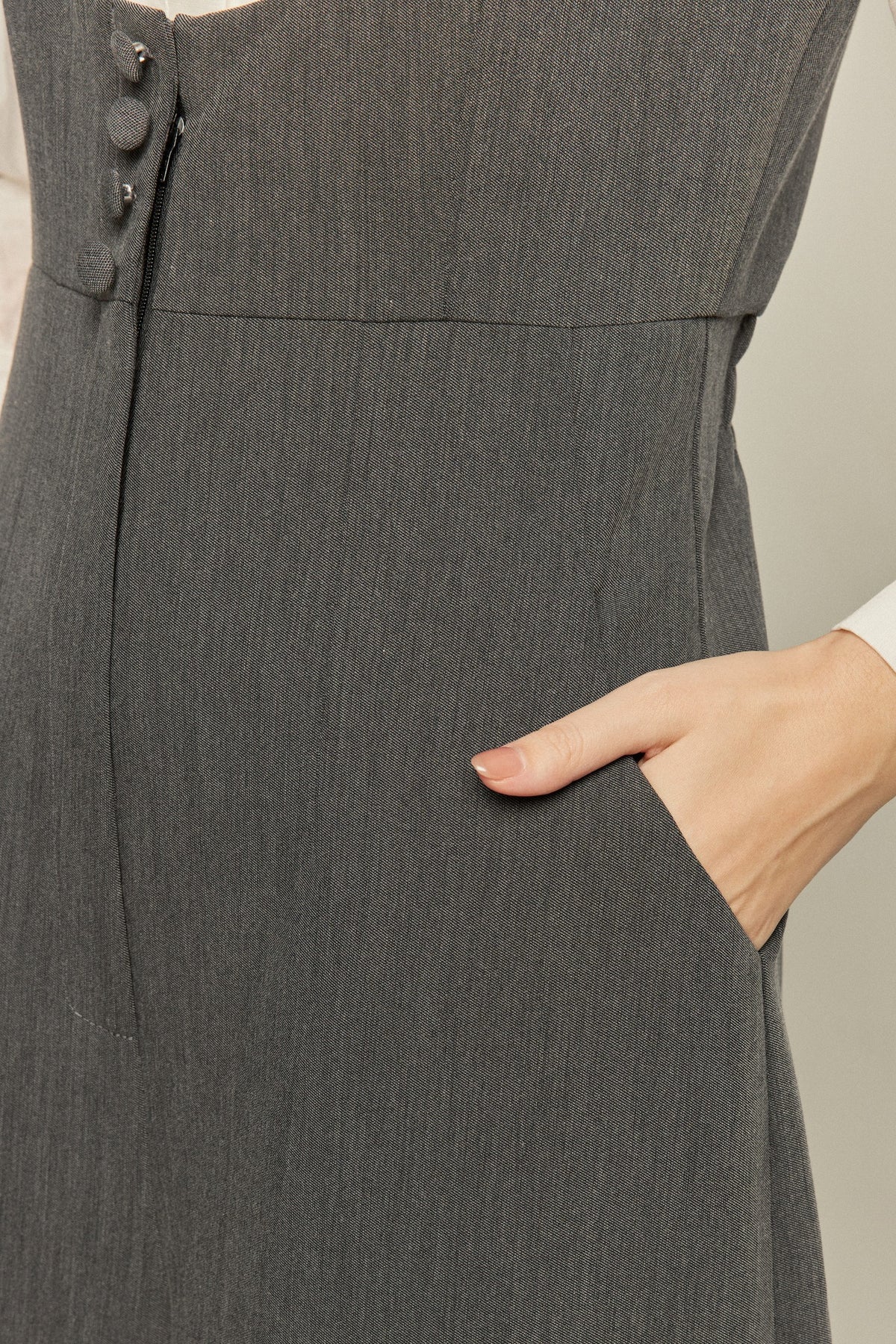《Lucky Charm Hidden Under the Pillow》 High Waist Design Back Cross Overalls-Gray